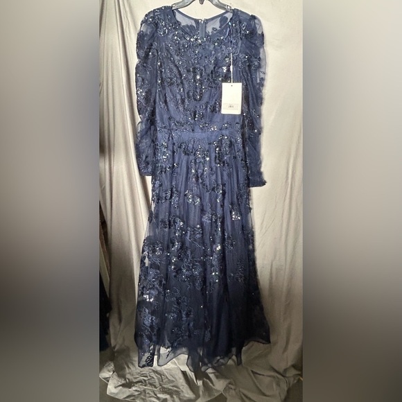 Mac Duggal 50664 NWT EMBROIDERED ILLUSION HIGH NECK A LINE DRESS - Picture 4 of 8